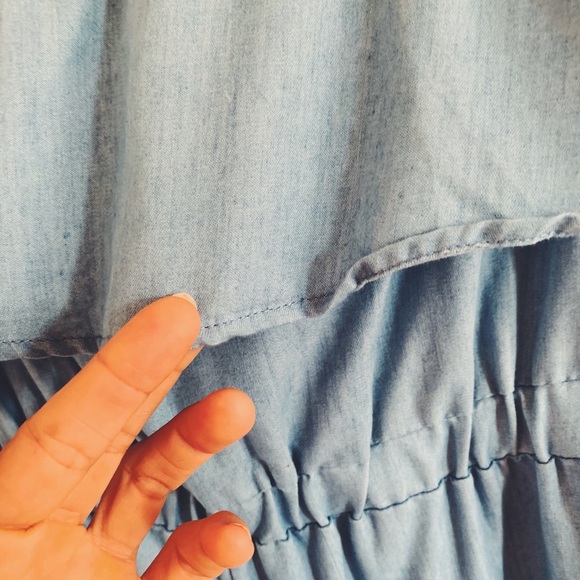 Chambray Ruffle Wide Leg One Piece - Picture 3 of 5